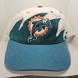 Vintage Discontinued Teal and White Miamis Dolphin Logo Cap
